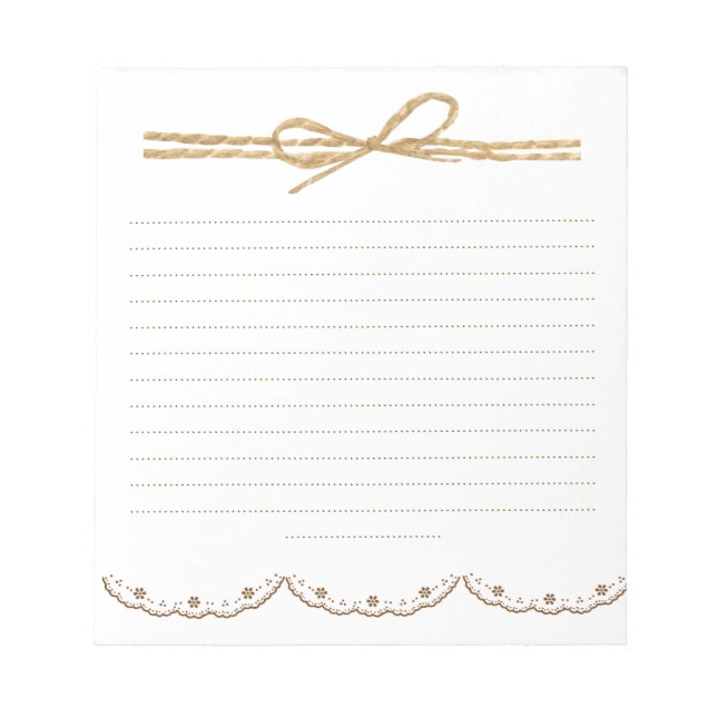 Bloc-note Fond naturel adorable avec dentelle marron blanc (Devant)