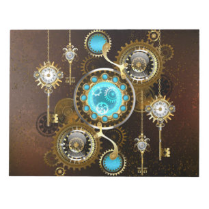 Bloc-note Fond rouillé Steampunk avec verres turquoise