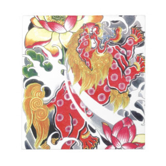 Bloc-note Foot Dog & Lotus Tattoo Design