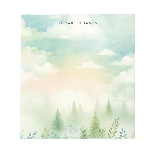 Bloc-note Forêt à tarte rustique aquarelle personnalisée (Devant)