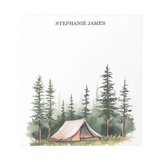 Bloc-note Forêt d'aquarelle rustique personnalisée Vert (Devant)