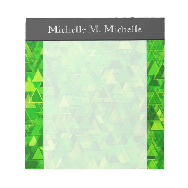 Bloc-note "Forêt" de Formes triangulaires vertes Motif + Nom (Devant)