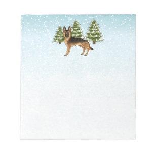 Bloc-note Forêt D'Hiver De Chien Noir Et Tan Allemand