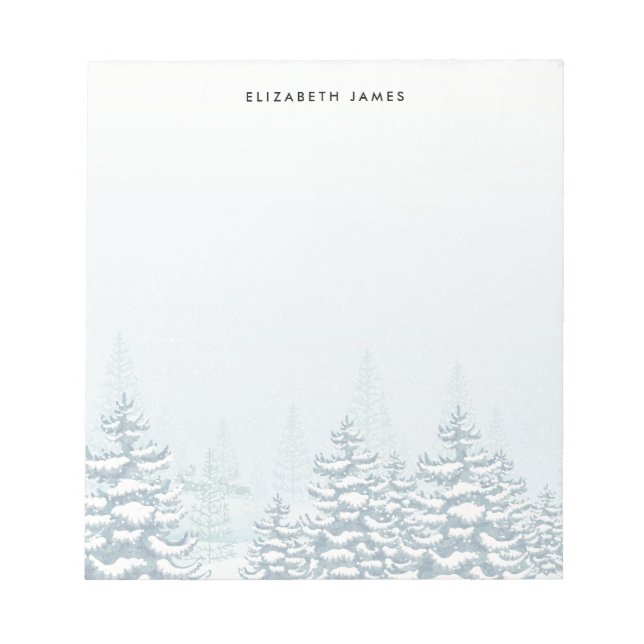 Bloc-note Forêt d'hiver rustique personnalisée (Devant)