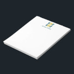Bloc-note Forme géométrique minimaliste bleu jaune Nom perso<br><div class="desc">Écrivez des notes de style avec ce Design moderne de courtepointe d'art géométrique du milieu du siècle en moutarde et turquoise,  personnalisé avec votre nom.</div>