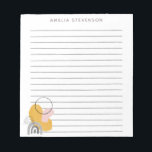 Bloc-note Formes Abstraites Jaunes Boho Personnalisées<br><div class="desc">Ce bloc-notes design et doublé d'un design d'art abstrait moderne dans le jaune et le gris. Personnalisez-le avec votre nom. Super idée cadeau !</div>