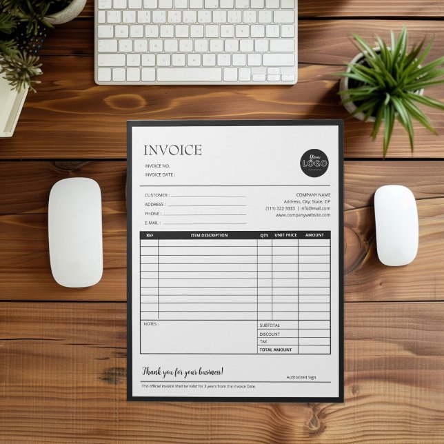 Bloc-note Formes de facture Black Modern Business (Black Modern Business Quotation Invoice Forms Notepad desk top mock up)