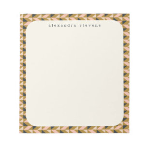 Bloc-note Formes géométriques rétro Noir Or Personnalisé