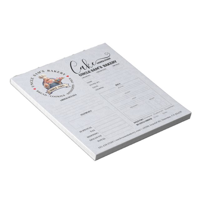 Bloc-note Formulaire de commande de boulangerie pâtisserie c (Incliné)