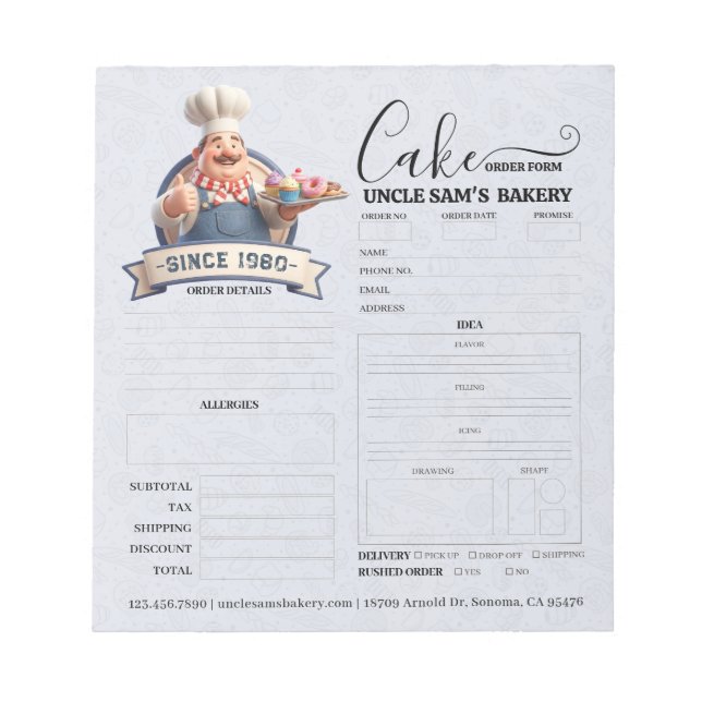 Bloc-note Formulaire de commande de boulangerie pâtisserie c (Devant)