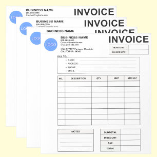 Bloc-note Formulaire de commande de facture & Logo personnal