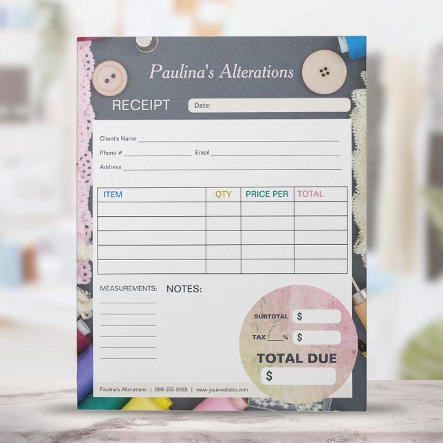 Bloc-note Formulaire de commande de facture Seamstress (Créateur téléchargé)