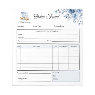 Bloc-note Formulaire de commande de pain au levain Blue Mixe