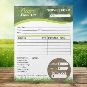 Bloc-note Formulaire de facture de la commande de service d'
