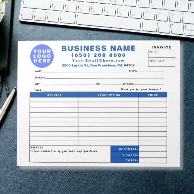 Bloc-note Formulaire de facture de vente imprimé sur mesure  (Créateur téléchargé)