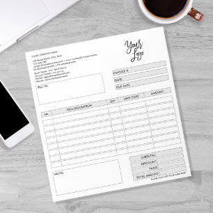 Bloc-note Formulaire de facture devis d'entreprise Ajouter u