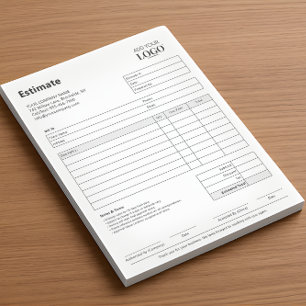 Bloc-note Formulaire d'estimation Professionnel minimalist