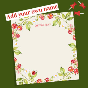 Bloc-note Framboise rouge   Floral Nature Garden Personnalis