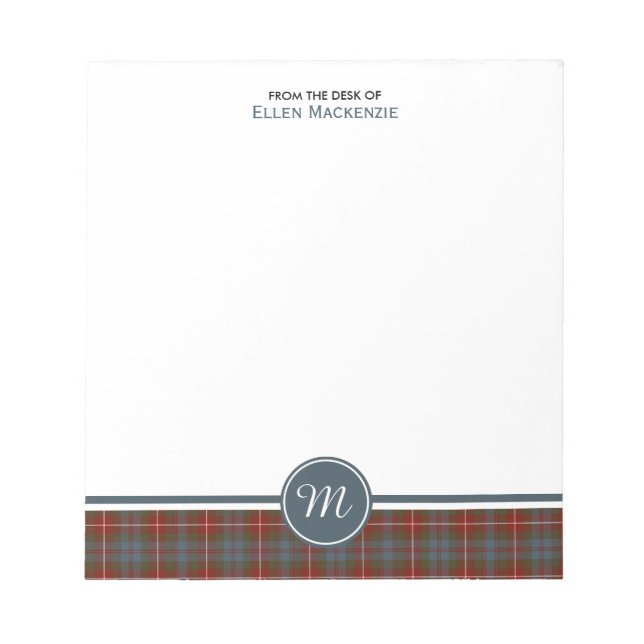 Bloc-note Fraser de Lovat Patiné Tartan Monogramme (Devant)