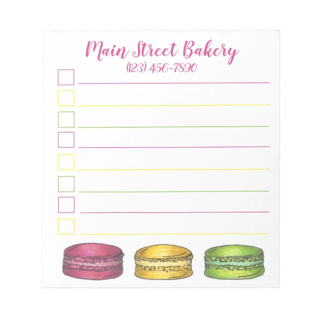 Bloc-note French Bakery Macaron Cookies Pastry Personalized (Devant)