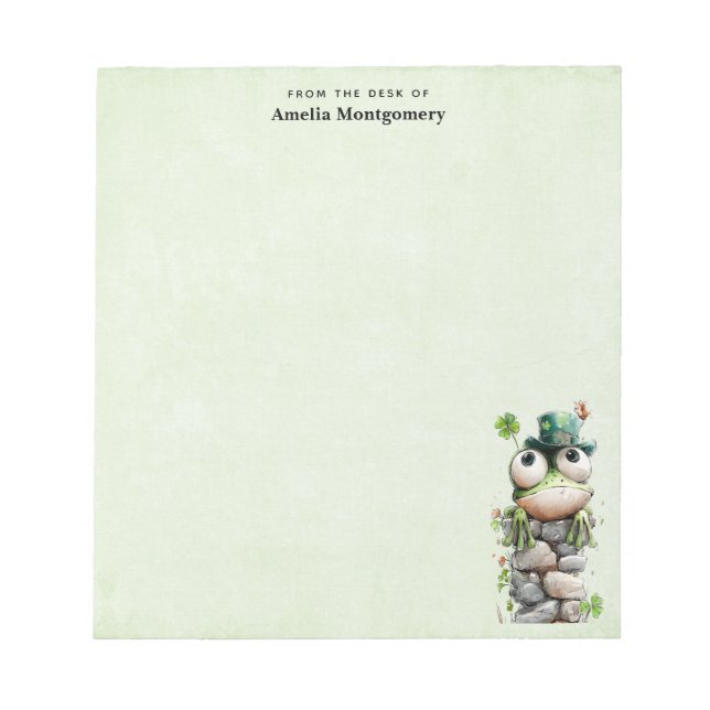 Bloc-note Frog with Green Hat and Shamrock Cute (Devant)