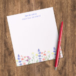 Bloc-note Frontière Florale Fleur sauvage Du Bureau Du Nom<br><div class="desc">Bloc-notes Lilac personnalisé avec votre nom. Une illustration florale colorée apporte une touche d'élégance.</div>