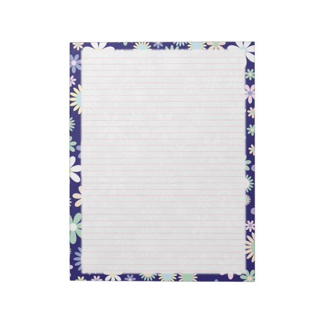 Bloc-note Frontière florale - Papier à règle Pink College 8, (Tourné)