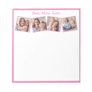Bloc-note Fun Best Mom Ever 4 Photo Collage Pink Notepad