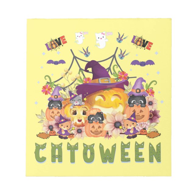 Bloc-note Fun Casquette violet Catoween, mignon Citrouille o (Devant)
