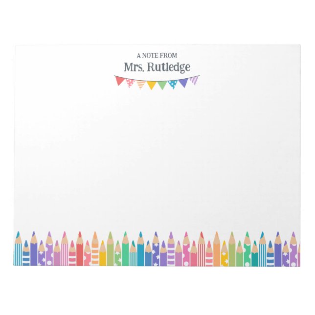 Bloc-note Fun Colored Pencils Note From School Teacher (Devant)