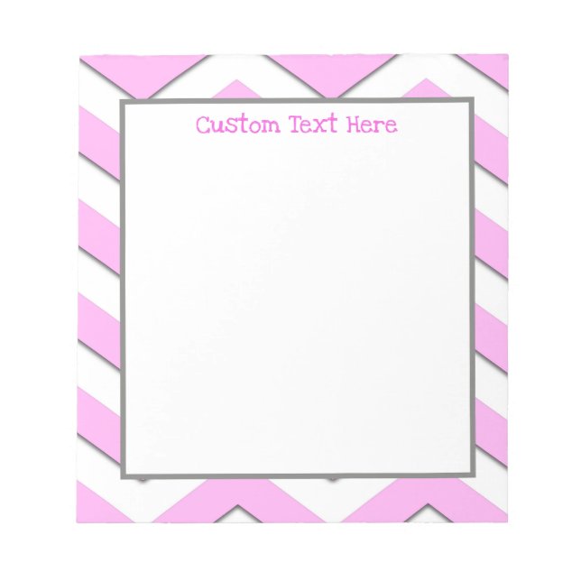 Bloc-note Fun mignon rose Chevron Stripe personnalisée (Devant)