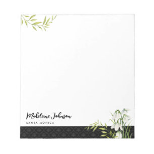 Bloc-note Funéraire Classique Élégant Snowdrops Laurel Damas