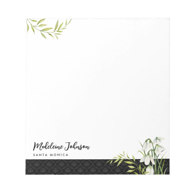 Bloc-note Funéraire Classique Élégant Snowdrops Laurel Damas (Devant)