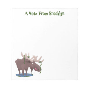 Bloc-note Funny happy moose cartoon illustration