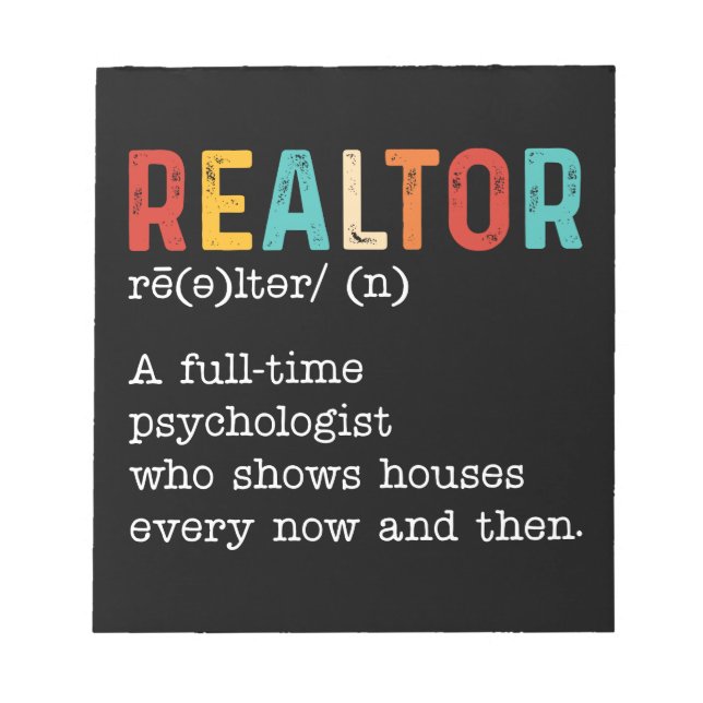 Bloc-note Funny Real Estate Agent Realtor Description du tra (Devant)