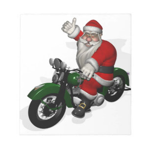 Bloc-note Funny Santa Claus On Green Vintage Motorbike