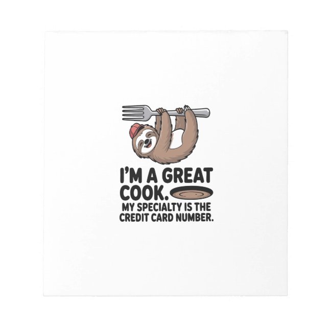 Bloc-note Funny Sloth Cook Hanging on a Fork (Devant)