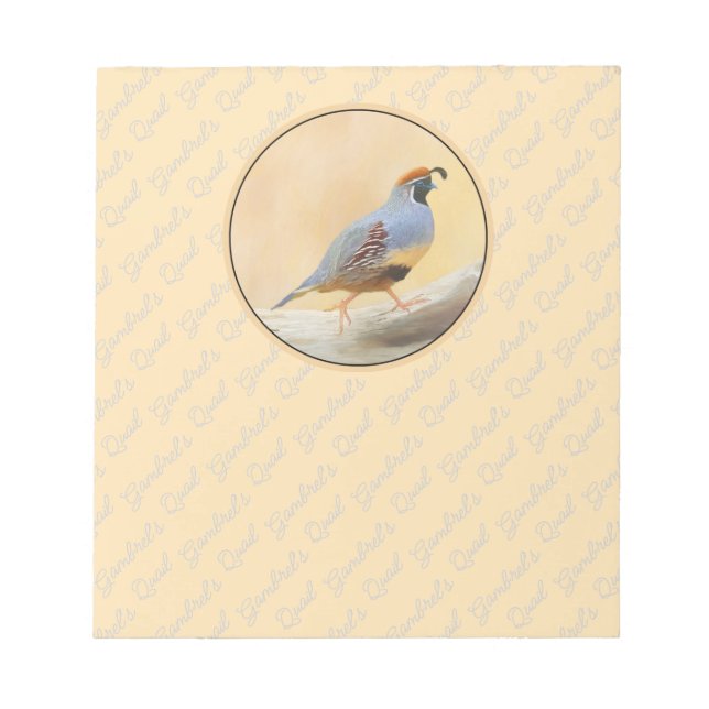 Bloc-note Gambrel's Quail Painting Original Bird Art (Devant)