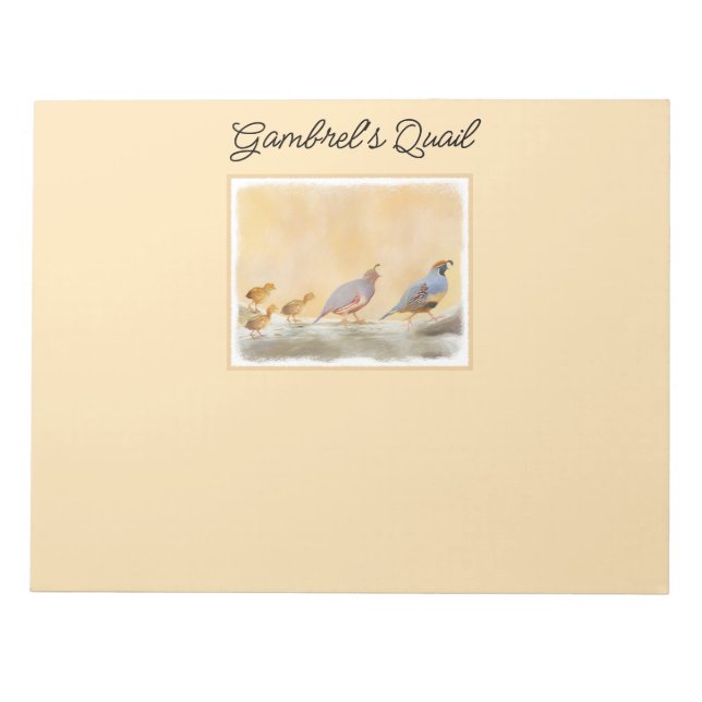 Bloc-note Gambrel's Quail Painting Original Bird Art (Devant)