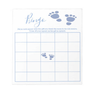 Bloc-note Garçon mignonne bébé Empreinte Baby shower Bingo J