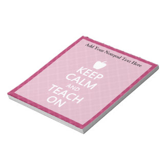 Bloc-note Gardez le calme et Enseignez, Plaid rose