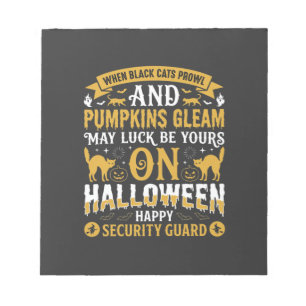 Bloc-note Gardien de sécurité Halloween chats noirs et citro