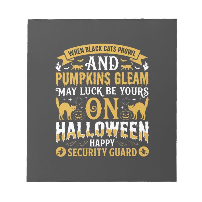 Bloc-note Gardien de sécurité Halloween chats noirs et citro (Devant)