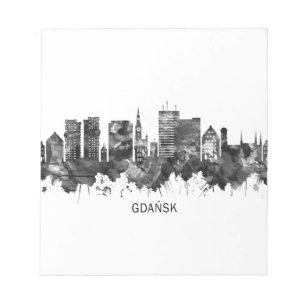 Bloc-note Gdansk Pologne Skyline BW