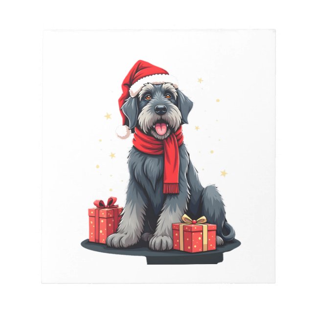 Bloc-note Géant Schnauzer chien Noël fêtes vacances Père Noë (Devant)