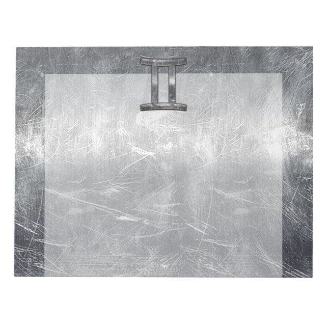 Bloc-note Gemini Sign en Distressed Siver Steel (Devant)