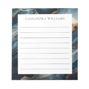 Bloc-note Géode d'Agate avec or et marbre bleu marine Liner