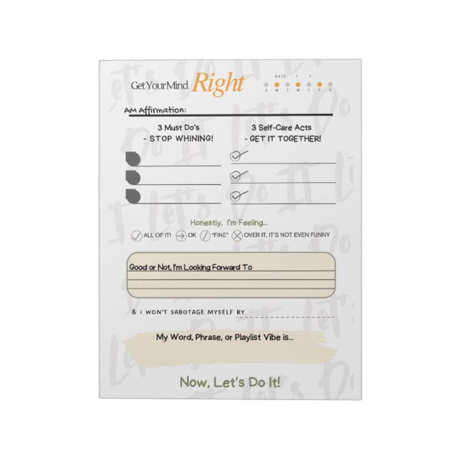 Bloc-note Get Your Mind RIGHT – 5-Minute Journal Notepad (Tourné)