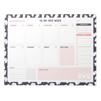 Bloc-note Ghosts Halloween hebdomadaire à faire Liste Planif