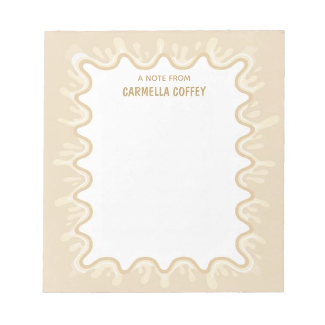 Bloc-note Giclée de Milkshake au Caramel Beige Nom Personnel (Devant)